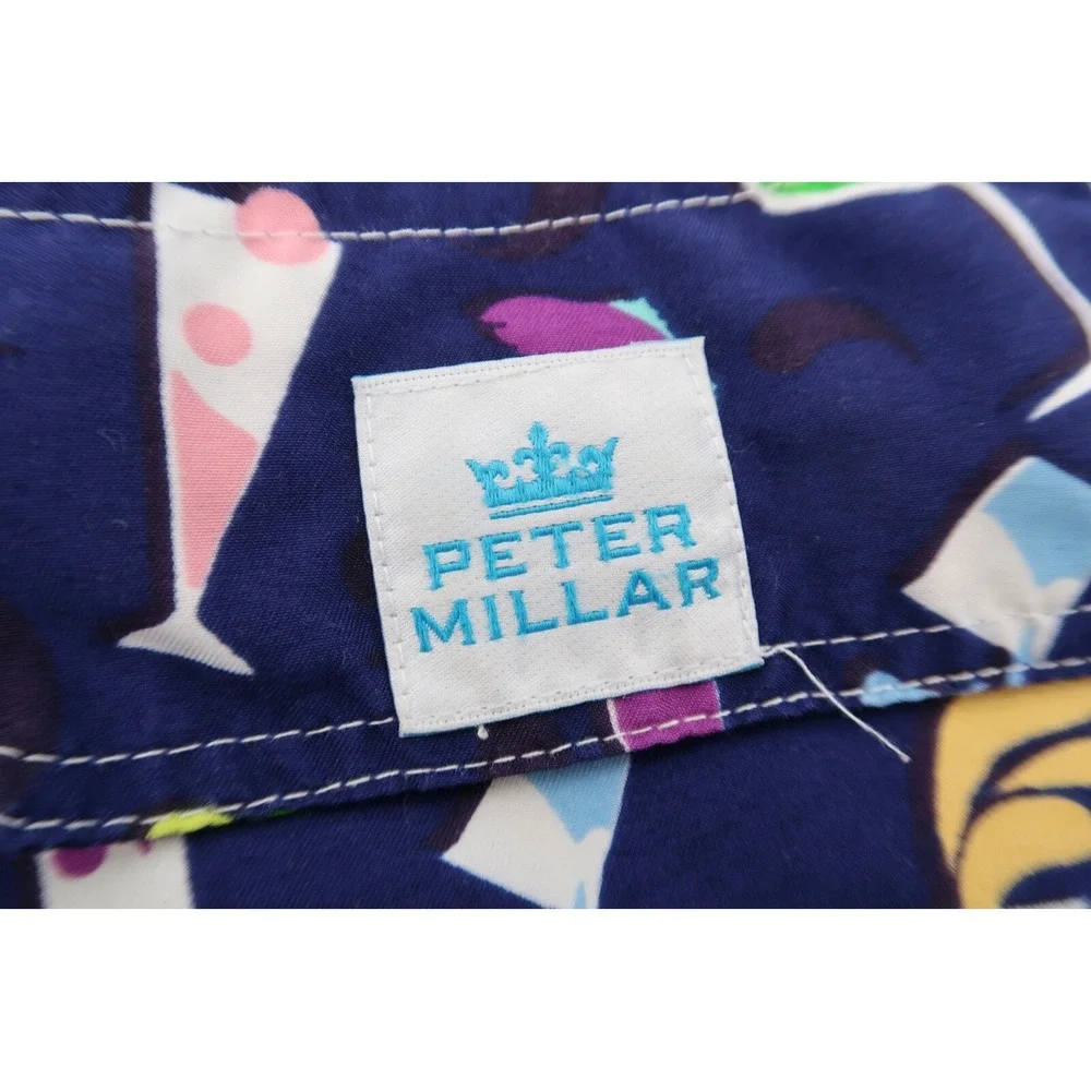 Peter Millar Mens Small Blue Cocktail Drinks Alcohol‎ Swim Trunks Shorts